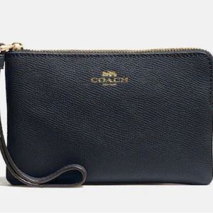 Coach Corner zip wristlet (navy blue - “gold/midnight”) - new!